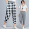 Img 4 - Cotton Blend Harem Pants Women Summer Thin High Waist Loose All-Matching Printed Plus Size Chequered Casual