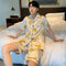 Couple Pajamas INS Trendy Korean Short Sleeve Silk Two-Piece Sets Cartoon Printed Thin Loungewear Sleepwear