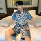 Couple Pajamas INS Trendy Korean Short Sleeve Silk Two-Piece Sets Cartoon Printed Thin Loungewear Sleepwear