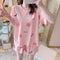 Pajamas Women Summer Loose Plus Size Sweet Look Adorable Student Short Sleeve Shorts Outdoor Korean Loungewear Sets Sleepwear