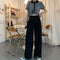 Img 8 - Casual Suits Floor Length Pants Women Summer Korean High Waist Slim Look Thin Straight Drape Loose Wide-legged