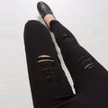 Img 1 - Ripped Pants Women Outdoor Fitted Ankle-Length Slim Fit Pencil Leggings