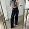 IMG 129 of Casual Suits Floor Length Pants Women Summer Korean High Waist Slim Look Thin Straight Drape Loose Wide Leg Pants