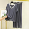 Summer Casual Sets Women Long Pants Modal Pajamas Loose Slim Look Home Plus Size Short Sleeve T-Shirt Two-Piece Sleepwear