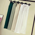 Img 2 - Cotton Blend Wide Leg Women Summer Loose High Waist All-Matching Drape Casual Line Slim-Look Straight Long Pants
