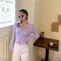 Img 1 - Tops Korean INS Sexy Zipper Polo Collar Long Sleeved Knitted Short Women Cardigan