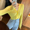 IMG 118 of Thin Stretchable Silk Knitted Cardigan Women Summer Korean Short Matching Long Sleeved Tops Outerwear