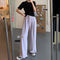 IMG 121 of Casual Suits Floor Length Pants Women Summer Korean High Waist Slim Look Thin Straight Drape Loose Wide Leg Pants