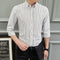 Img 3 - Shirt Men Long Sleeved Korean Trendy Handsome Three-Quarter Length Sleeves Half Sleeved Tops Casual Striped White Men Shirt