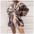 IMG 106 of Street Style Women Pocket Dye Hooded Loose Plus Size Sweatshirt Outerwear