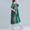 Img 1 - Summer Vintage Art Plus Size Loose Short Sleeve Dress Women Mid-Length V-Neck Chequered