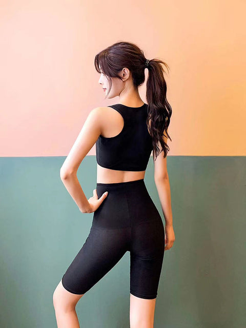 IMG 104 of Jogging Sporty Fitting Aid In Sweating Tops Women Slim Look Pants Fitness Yoga Tank Top Short Sets Activewear