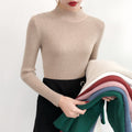 Img 1 - Half-Height Collar Women Long Sleeved All-Matching Slimming Fitted Sweater