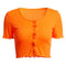 IMG 152 of Europe Women Summer INS Solid Colored Bare Belly Short Sleeve Button T-Shirt Tops T-Shirt