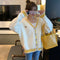 IMG 104 of Popular Sweater Women Yellow V-Neck Korean Loose Cardigan Short Tops Outerwear