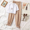 Img 4 - Pants Summer Short Sleeve T-Shirt Jogger Fresh Looking Women Student Petite Two-Piece Sets