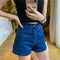 IMG 133 of High Waist Denim Shorts Women Summer Vintage All-Matching Folded Slim Look Fitted Stretchable A-Line Hot Pants Shorts