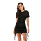 Img 7 - Summer Europe Women Plus Size Round-Neck Short Sleeve Fold Drawstring Pencil Dress
