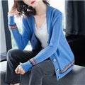 IMG 105 of Women Sweater V-Neck Mix Colours Long Sleeved Cultural Style Cardigan Western Outerwear
