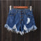 Img 2 - Gray Ripped Denim Shorts Women Summer mmPlus Size Slim Look Wide Leg Pants AAHot Burr