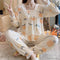 Chequered Pajamas Women Long Sleeved Lace Korean Casual Sets Sweet Look INS Princess Loungewear Sleepwear