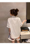 IMG 110 of Pajamas Women Summer Silk Sexy Korean Thin Short Sleeve Two-Piece Sets Shorts Plus Size Loungewear Sleepwear