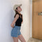 IMG 120 of High Waist Denim Shorts Women Summer Vintage All-Matching Folded Slim Look Fitted Stretchable A-Line Hot Pants Shorts