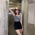 IMG 140 of High Waist Denim Shorts Women Summer Vintage All-Matching Folded Slim Look Fitted Stretchable A-Line Hot Pants Shorts