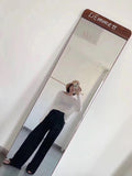 Summer Korean High Waist Wide Leg Long Women Drape Straight Floor Length Casual Trendy Ice Silk Pants Culottes