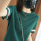 Loose Tops Women T-Shirt Short Sleeve Summer Student Striped Silk Knitted Matching Popular ins All-Matching Outerwear