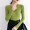 Img 1 - Women V-Neck Long Sleeved Slimming Solid Colored Tops Sweater