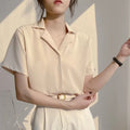 Img 3 - White Chiffon Blouse Summer Elegant V-Neck Tops All-Matching Loose Short Sleeve Western Blouse