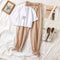 Img 2 - Pants Summer Short Sleeve T-Shirt Jogger Fresh Looking Women Student Petite Two-Piece Sets