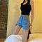 Img 2 - High Waist Denim Shorts Women Summer Vintage All-Matching Folded Slim Look Fitted Stretchable A-Line Hot Pants