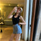 IMG 115 of High Waist Denim Shorts Women Summer Vintage All-Matching Folded Slim Look Fitted Stretchable A-Line Hot Pants Shorts