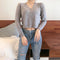 IMG 109 of Sweater Women Korean Petite Solid Colored Short Cardigan V-Neck Under Long Sleeved Outerwear