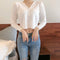 IMG 131 of Sweater Women Korean Petite Solid Colored Short Cardigan V-Neck Under Long Sleeved Outerwear