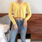 IMG 130 of Sweater Women Korean Petite Solid Colored Short Cardigan V-Neck Under Long Sleeved Outerwear