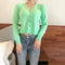 IMG 116 of Sweater Women Korean Petite Solid Colored Short Cardigan V-Neck Under Long Sleeved Outerwear