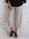 Img 4 - Solid Colored Plus Size Women Minimalist Loose Casual Ankle-Length Pants