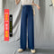Img 8 - Ice Silk Wide Leg Culottes Women High Waist Drape Solid Colored Loose Summer Thin Floor Length Casual Straight Long Pants