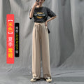 Img 7 - Ice Silk Wide Leg Culottes Women High Waist Drape Solid Colored Loose Summer Thin Floor Length Casual Straight Long Pants