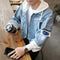 Img 4 - Denim Jacket Loose Trendy Tops Student False Two-Piece Hooded