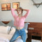 IMG 104 of Sweater Women Korean Petite Solid Colored Short Cardigan V-Neck Under Long Sleeved Outerwear