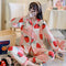 IMG 159 of Korea Korean insChequered Pajamas Women Sleeve Length Pants Cardigan Adorable Cartoon Sets Loungewear Sleepwear