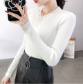 Img 5 - Women V-Neck Long Sleeved Slimming Solid Colored Tops Sweater