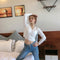 IMG 132 of Sweater Women Korean Petite Solid Colored Short Cardigan V-Neck Under Long Sleeved Outerwear
