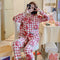 IMG 158 of Korea Korean insChequered Pajamas Women Sleeve Length Pants Cardigan Adorable Cartoon Sets Loungewear Sleepwear