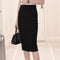 Img 6 - Skirt Mid-Length High Waist Slim Look All-Matching Hip Flattering Splitted Black Skirt