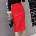 Img 5 - Skirt Mid-Length High Waist Slim Look All-Matching Hip Flattering Splitted Black Skirt